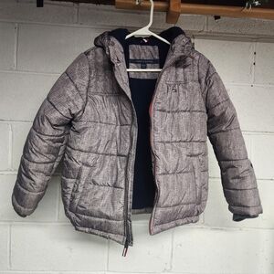 Tommy Hilfiger Gray Quilted Puffer Jacket with Hood